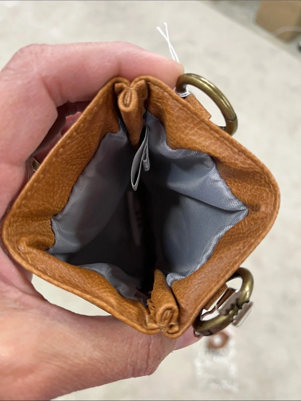 thirty-one Camo Crossbody Phone Pouch with Tan Trim and Strap